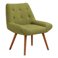 OSP Home Furnishings CLC-M17 Calico Accent Chair in Green Fabric with Amber Legs